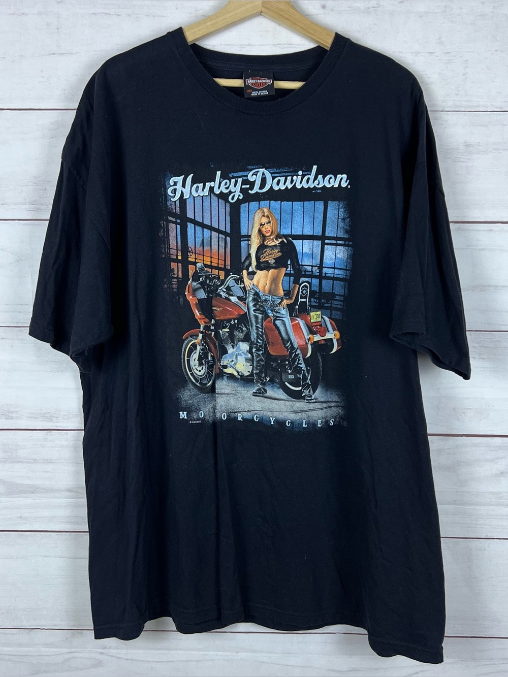 Harley Davidson Kingman Arizona Pinup Girl Snake Black T-Shirt Mens 2XL Black